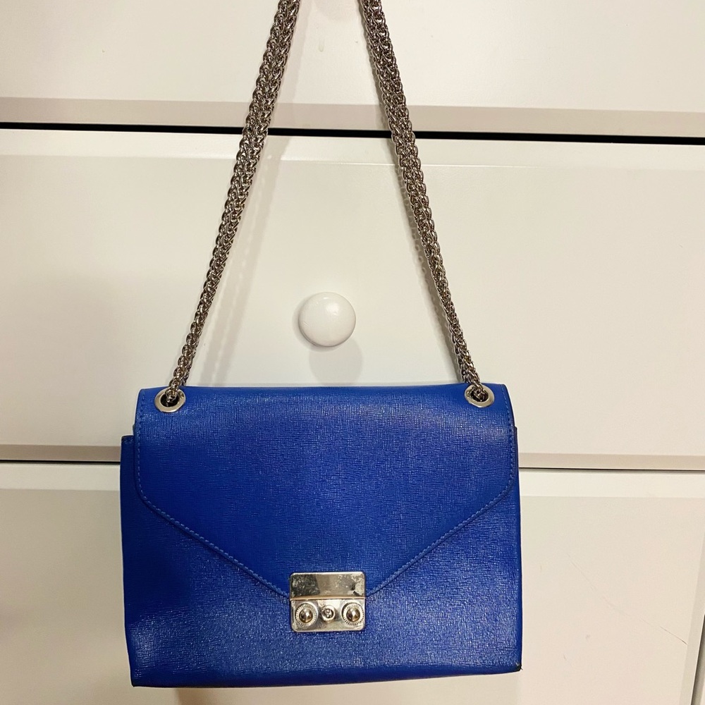 Daniela Fargion Genuine Leather Blue Handbag, Made in Italy - Picture 2 of 12